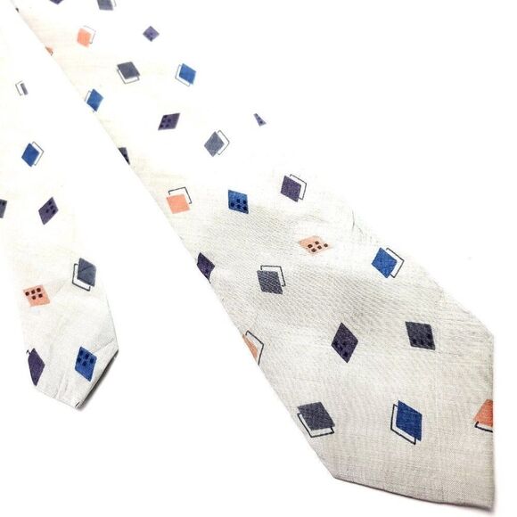 Cromwell & Stokes Gray Silk Tie Woven Skinny Geometric - Picture 1 of 6